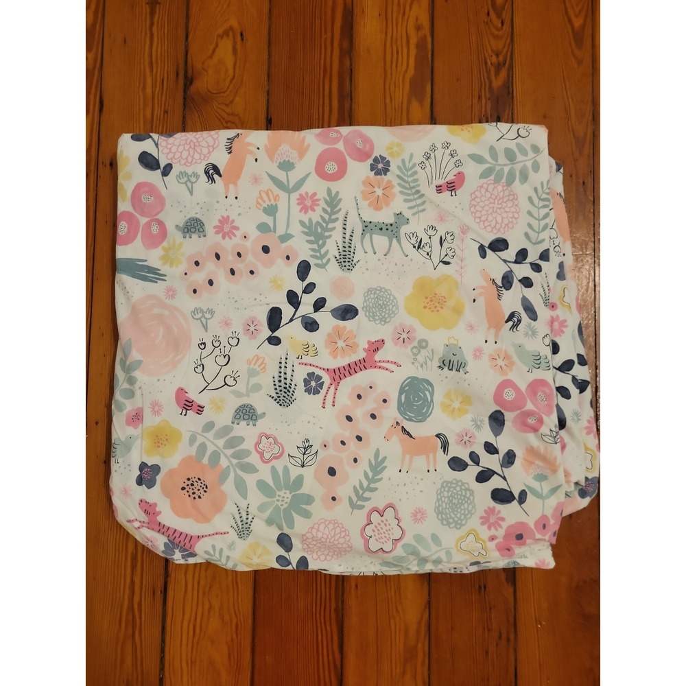 Pottery Barn Kids Sashas Garden Twin Duvet Organic Cotton Whimsical Animals
